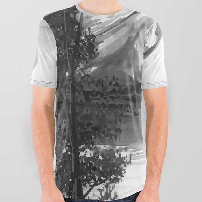 Black and white landscape 2 All Over Graphic Tee