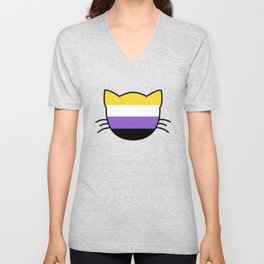 Non-Binary Flag Cat V Neck T Shirt