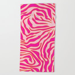 Zebra Print Pink And Orange Zebra Stripes Wild Animal Print Preppy Decor Modern Zebra Pattern Beach Towel