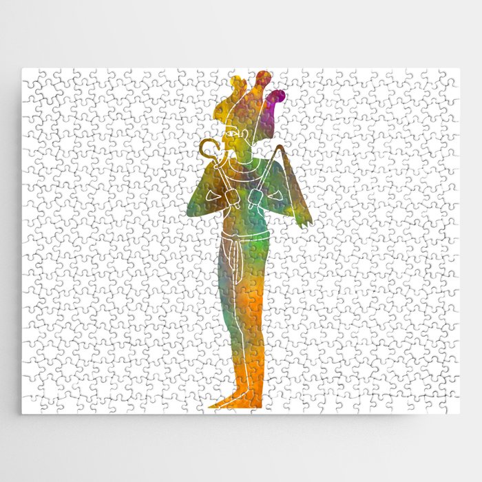 Egyptian god osiris in watercolor Jigsaw Puzzle
