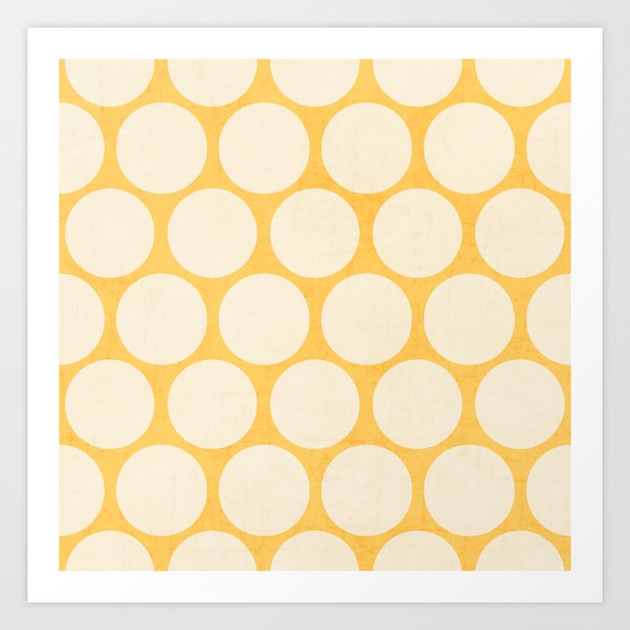 yellow and white polka dots Art Print