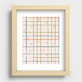 Retro Love Hearts And Gingham Pattern  Recessed Framed Print