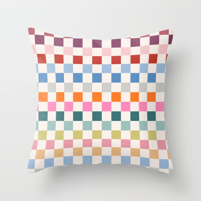 Checkered Retro Colorful Check Pattern Throw Pillow