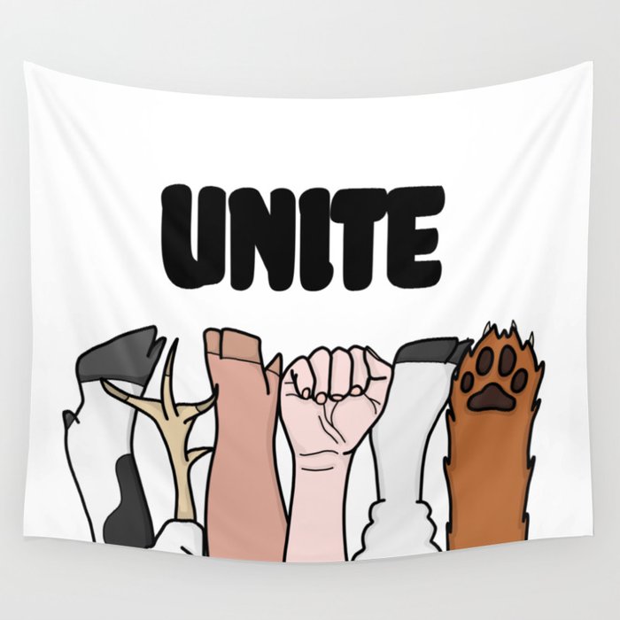 Unite Animal Equality Fists Wall Tapestry