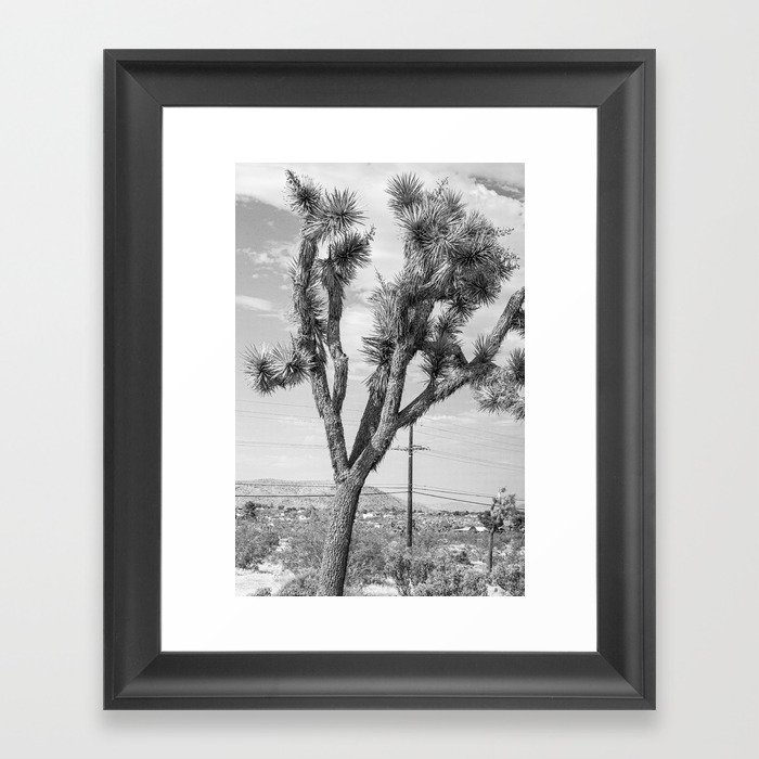 Joshua Tree California Landscape III Vertical B&W Framed Art Print