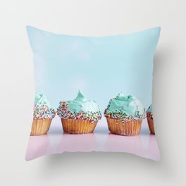Blue Cupcakes Throw Pillow