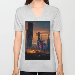 Postcards from the Future - Nameless Metropolis V Neck T Shirt