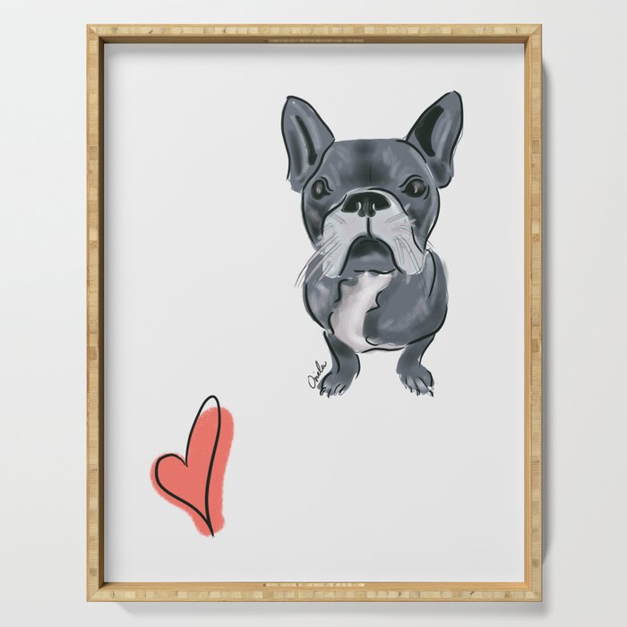 French Bull dog love Serving Tray