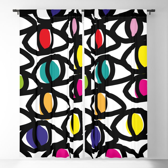 Colorful Abstract Eyes  Blackout Curtain