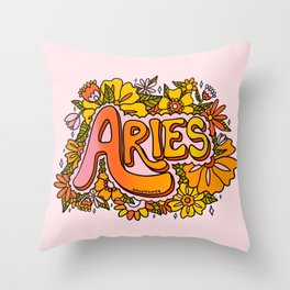 Aries Flowers Throw Pillow