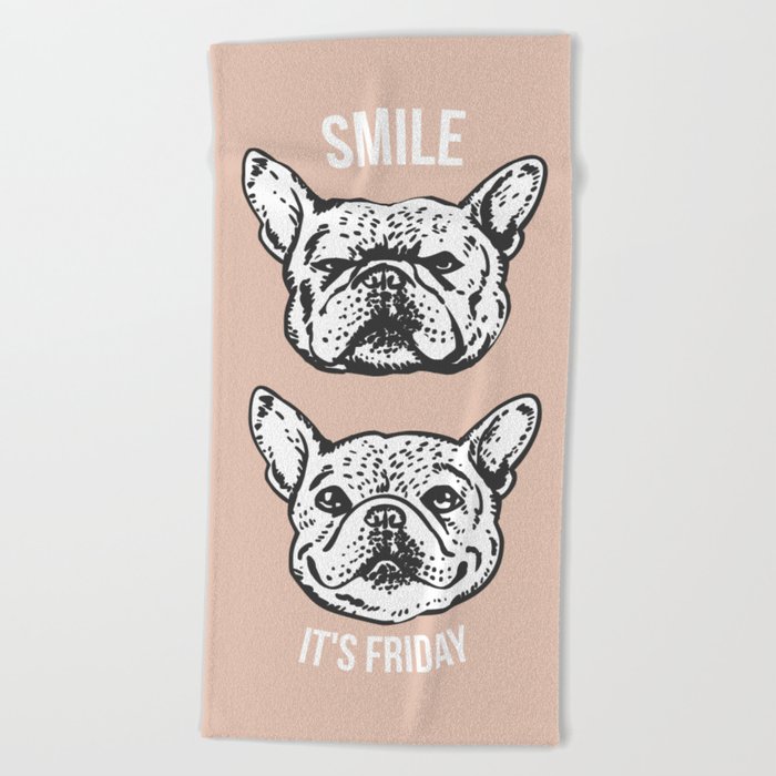Frenchie beach towel top
