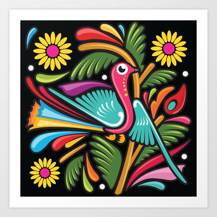 Mexican Otomi Bird by Akbaly Art Print