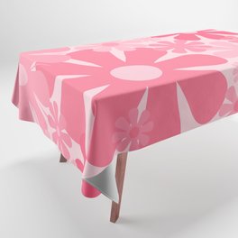 Retro 60s 70s Flowers - Vintage Style Floral Pattern Pink Tablecloth