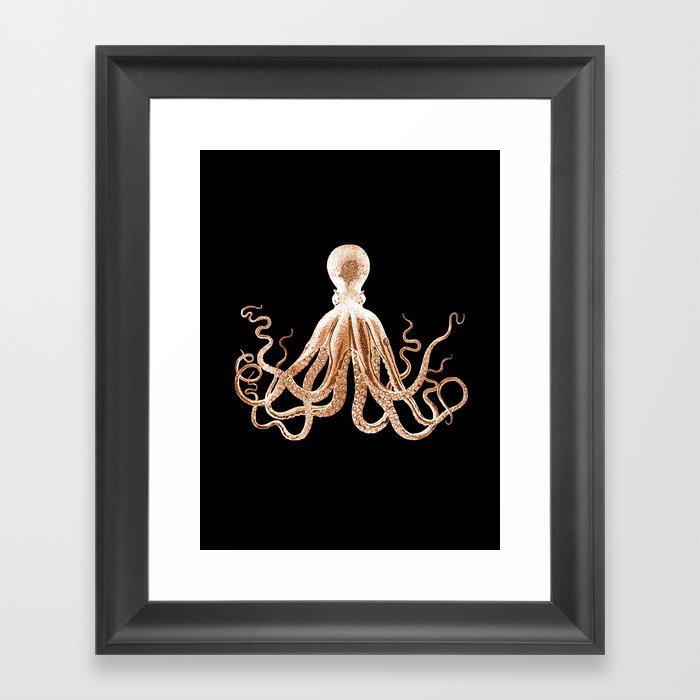 Octopus Sea Nautical Beach Coastal Framed Art Print By Alemi