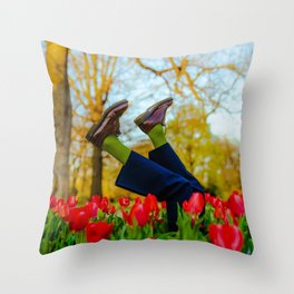 Pushing Tulips  Throw Pillow