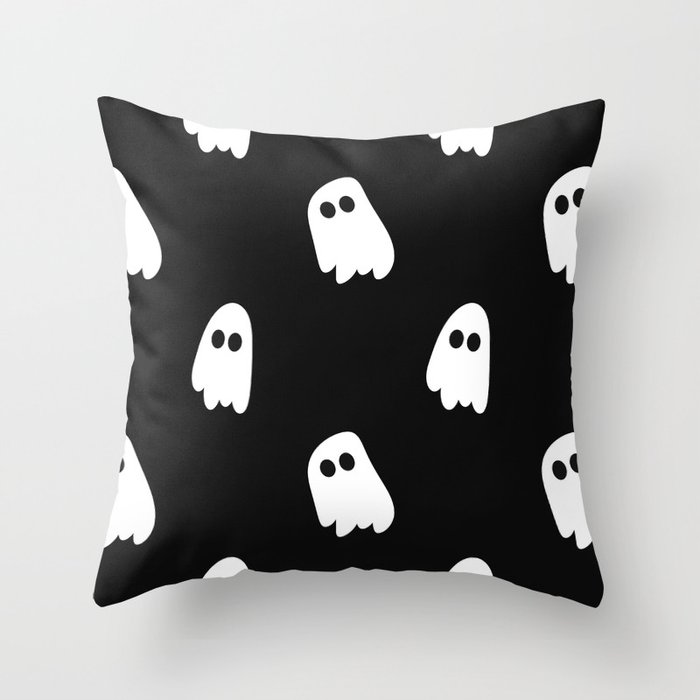 Black and White Ghosts Throw Pillow