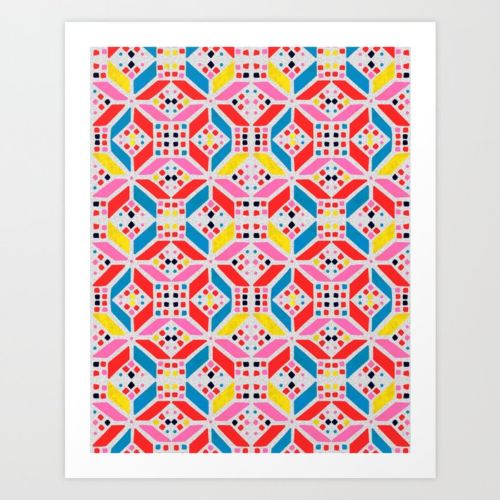 Neon modern geometry pattern no1 Art Print