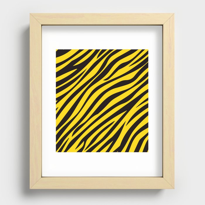 Yellow and Black Abstraction Lines Recessed Framed Print