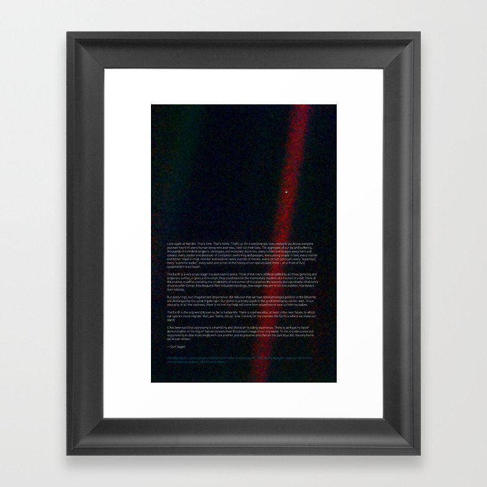 Pale Blue Dot - Voyager 1 & Carl Sagan quote Framed Art Print