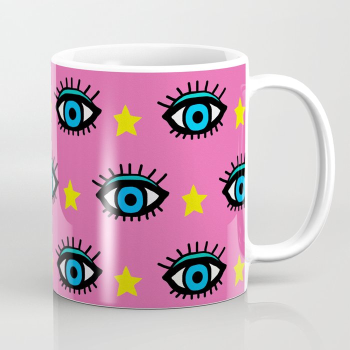 Evil Eyes and Stars Pink Coffee Mug