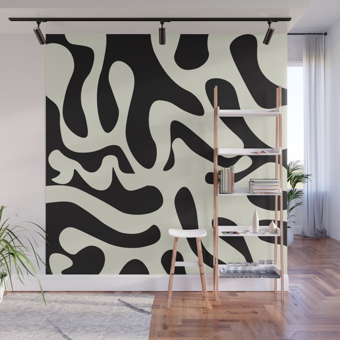 Midcentury Abstract Art - Black and white Wall Mural