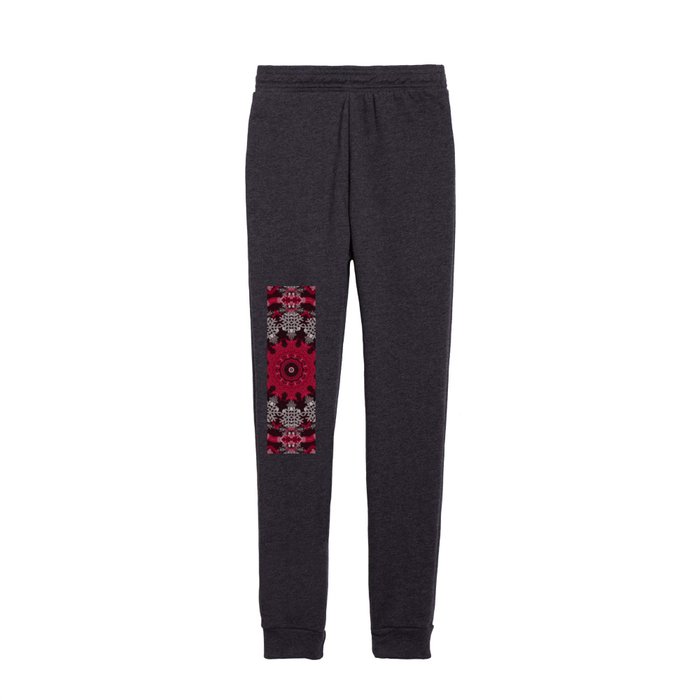 Abstract winter Kaleidoscope mandala oriental pattern in viva magenta tones Kids Joggers