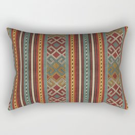 Oriental Kilim Teal, Mustard and Red Rectangular Pillow