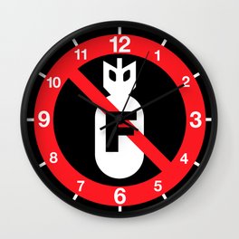 F-Bombs Prohibited by Dennis Weber of ShreddyStudio Wall Clock