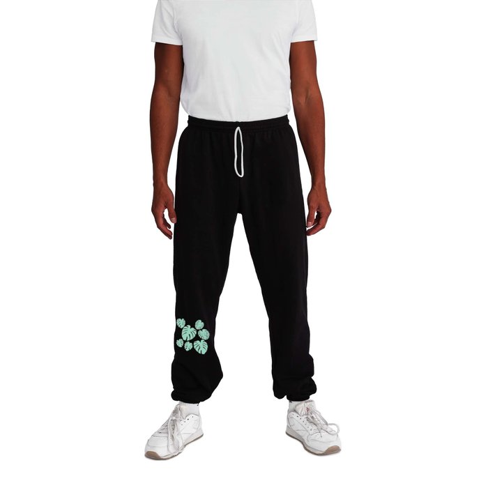 Monstera leaves in Mint Green and White Sweatpants