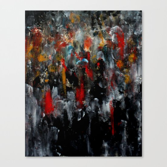 Red Coats In The Crowd Cityscape Part 2 Canvas Print