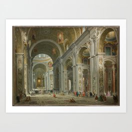 Interior of Saint Peter's, Rome -Giovanni Paolo Pannini- Italian Painting Art Print