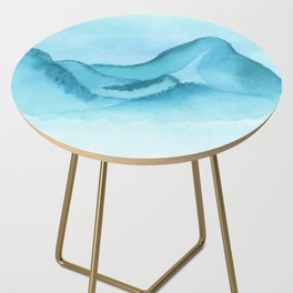 Soft Blue Mountain Landscape Side Table