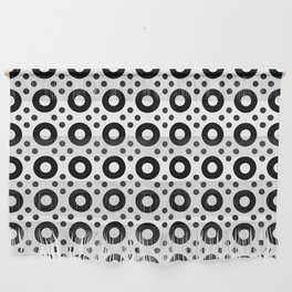 Dots & Circles - Black & White Repeat Modern Pattern Wall Hanging