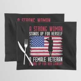 Strong Woman Veteran Patriotic American Placemat