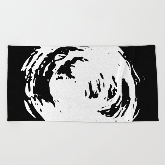 Whorl Black and White Beach Towel