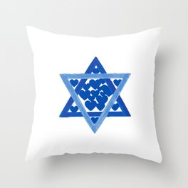 Jewish Star with Hearts Throw Pillow