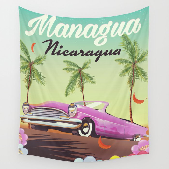 Managua Nicaragua Travel Poster Wall Tapestry By Nicholasgreen Society6