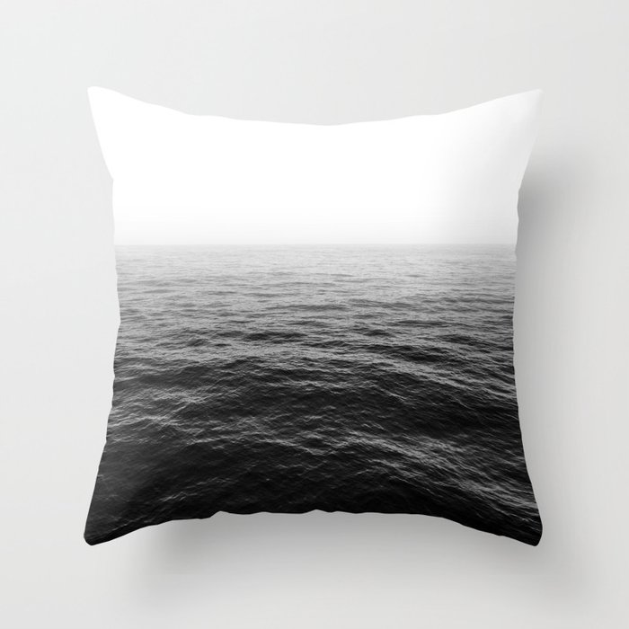 ocean horizon black and white landscape photography Throw Pillow