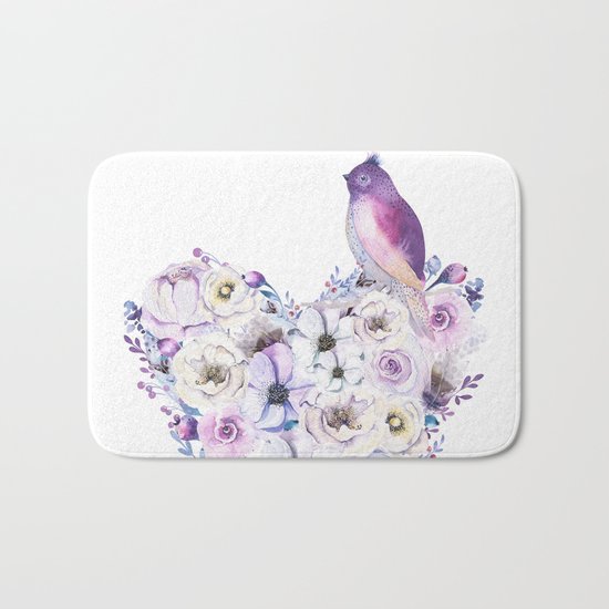Heart bouquet flowers Bath Mat