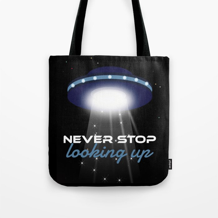 Never Stop Looking Up - Outer Space Galaxy Solar System Tote Bag