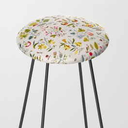 Antique Floral Counter Stool