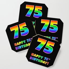 [ Thumbnail: HAPPY 75TH BIRTHDAY - Multicolored Rainbow Spectrum Gradient Coaster ]