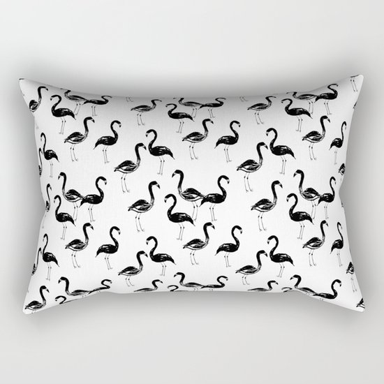 Flamingo modern watercolor girly cute black and white cell phone case tropical island summer animal Rectangular Pillow