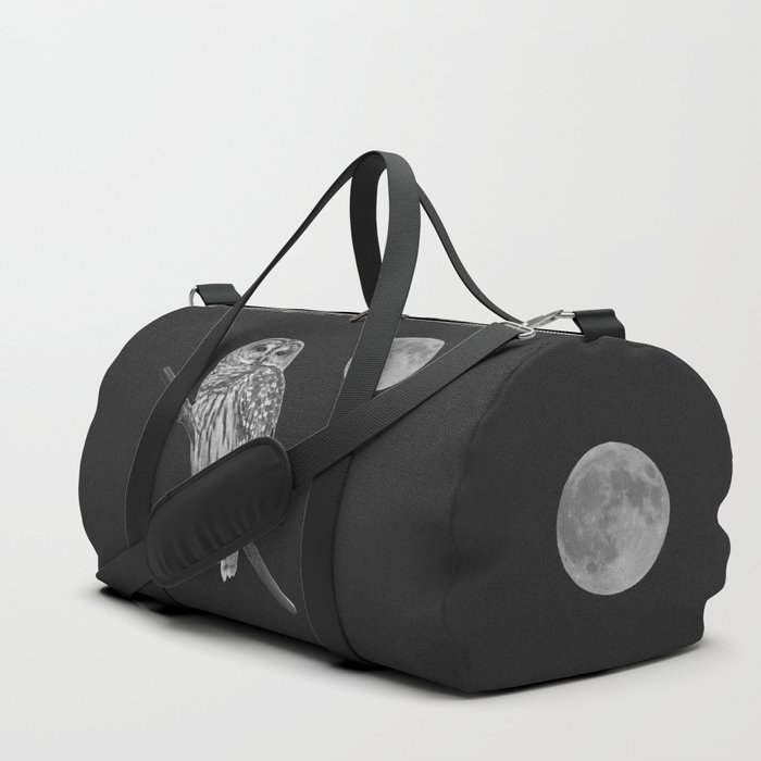 Owl, See the Moon: Barred Owl (bw) Duffle Bag