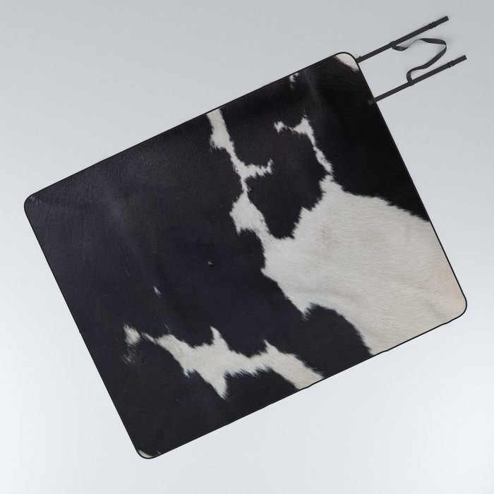 White And Black Cowhide Photography  Picnic Blanket
