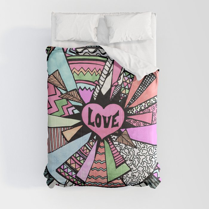 Power of LOVE...(retro pastel) Comforter