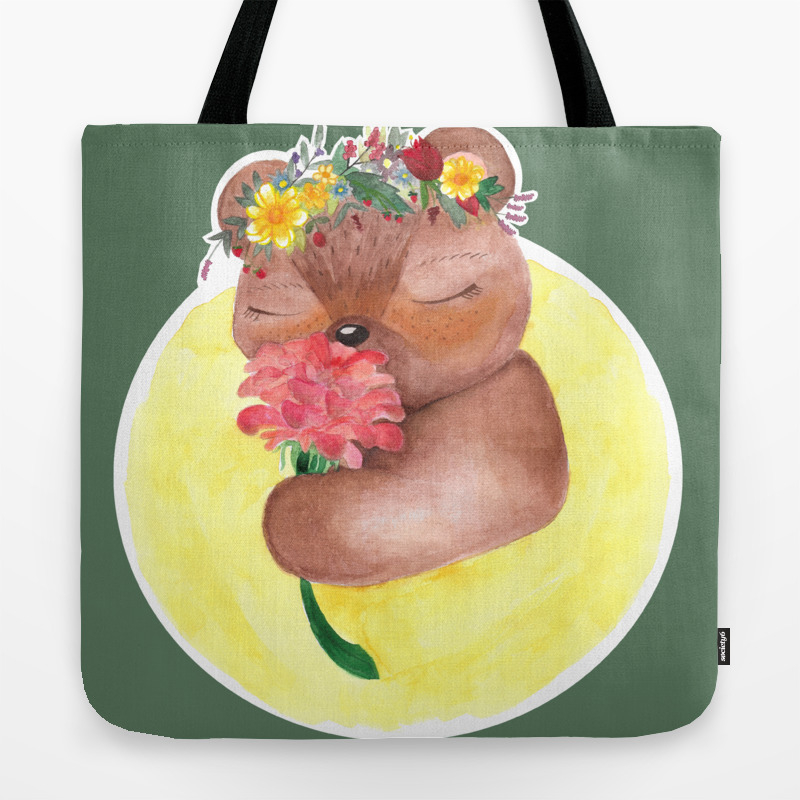 Midsommar Bear With Flower Crown Tote Bag By Mimeowmia Society6
