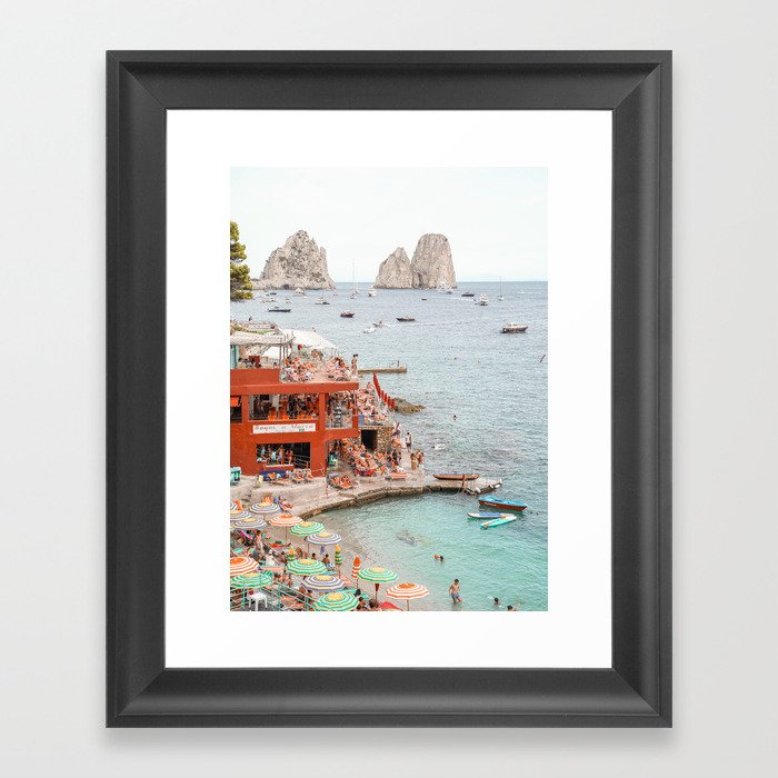 Capri Island Summer Photo, Bagni di Maria Beach Club Art Print, Italy  Landscape Travel Photography Framed Art Print by Henrike Schenk Travel  Photography