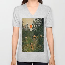 Henri Rousseau - Negro Attacked by a Tiger  V Neck T Shirt