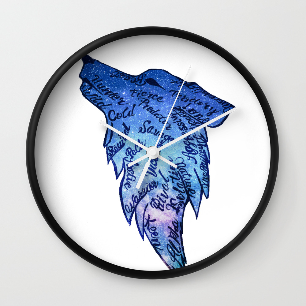 Galaxy Wolf Wall Clock By Alexaraeinspirations Society6
